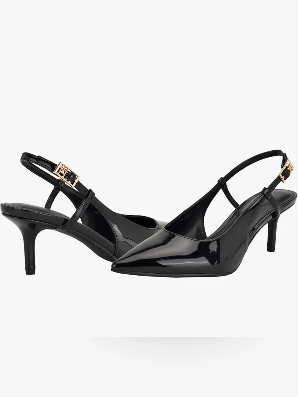 Tommy Hilfiger Black Patent Cerizza  Pointed Slingback Pump